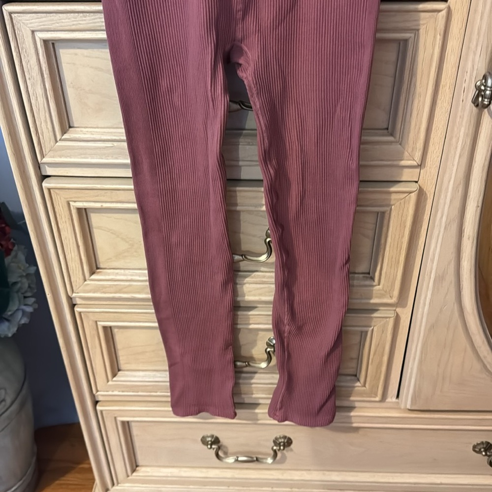 Free People High-Waisted Ribbed Leggings - Rust - Picture 3 of 5